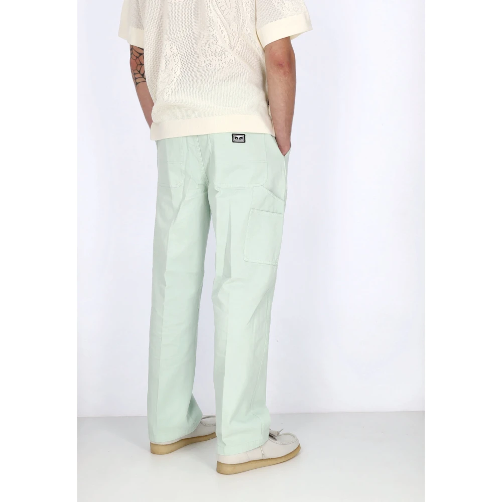 Obey Katoenen Twill Timmerman Broek Green Heren