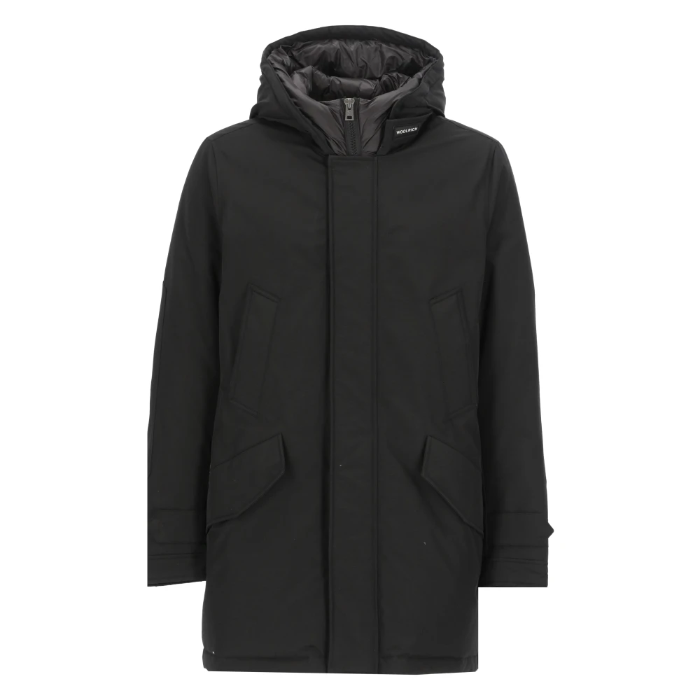 Woolrich Zwarte Katoenmix Parka met Capuchon Black Heren