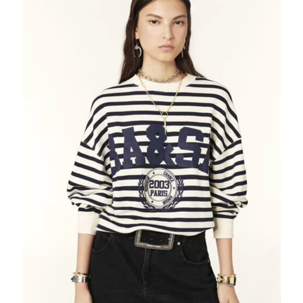 BA&SH Crop Sweatshirt American University Stijl Blue Dames