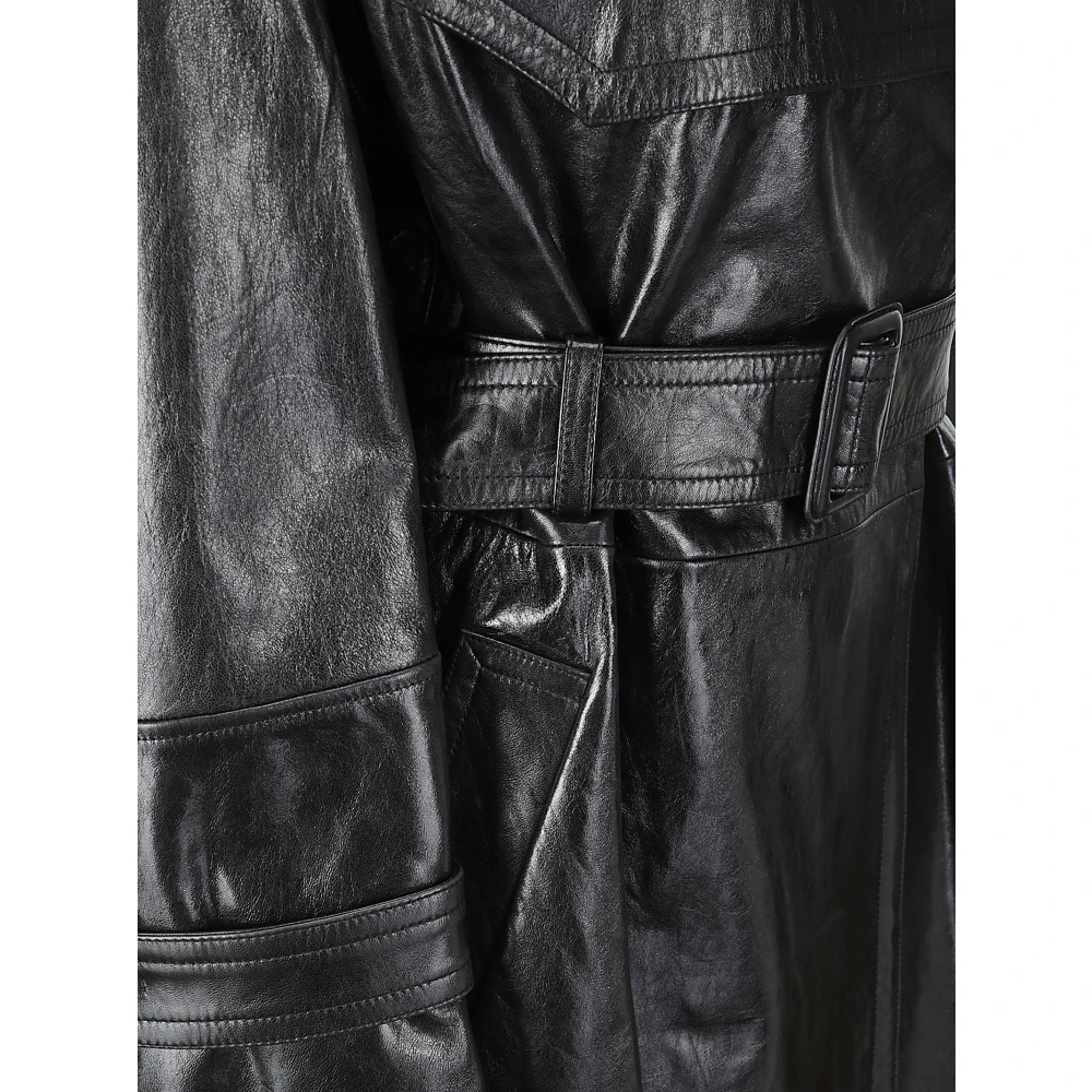SPORTMAX Stijlvolle Leren Knoopjas Black Dames