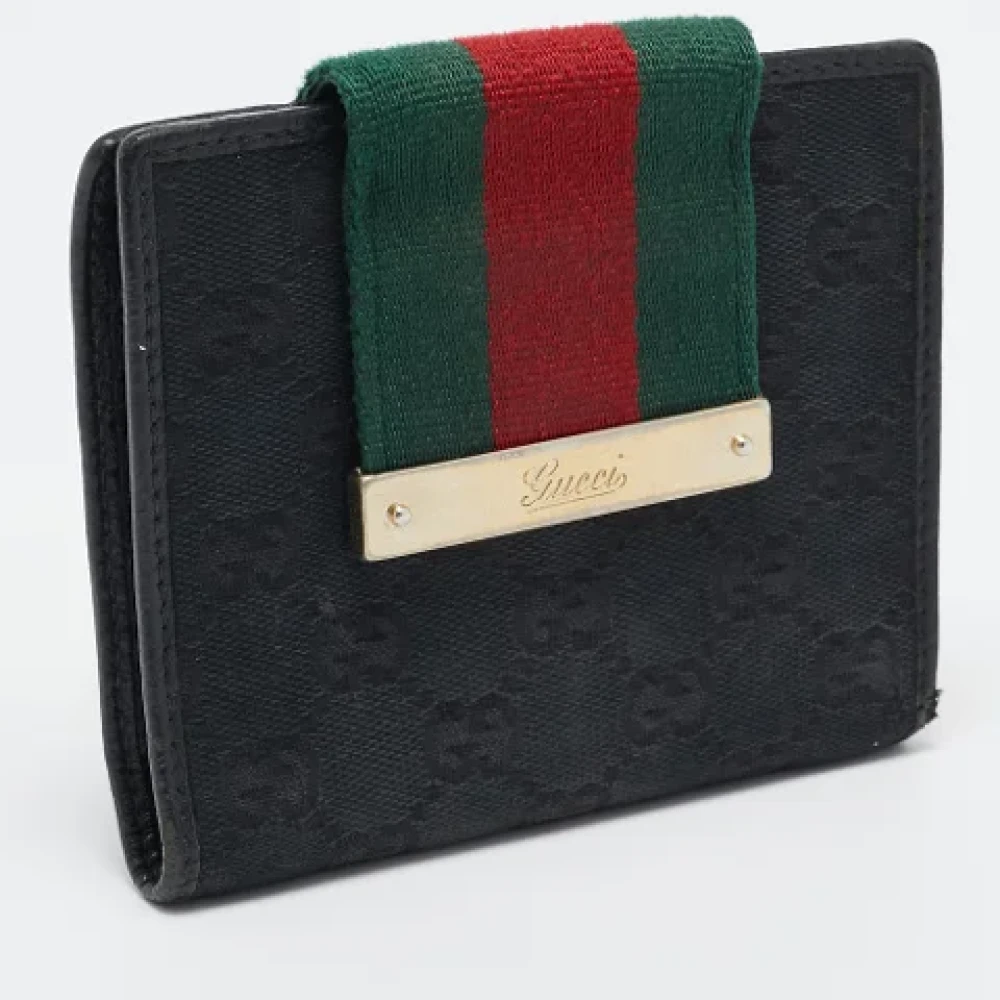 Gucci Vintage Pre-owned Canvas wallets Black Dames