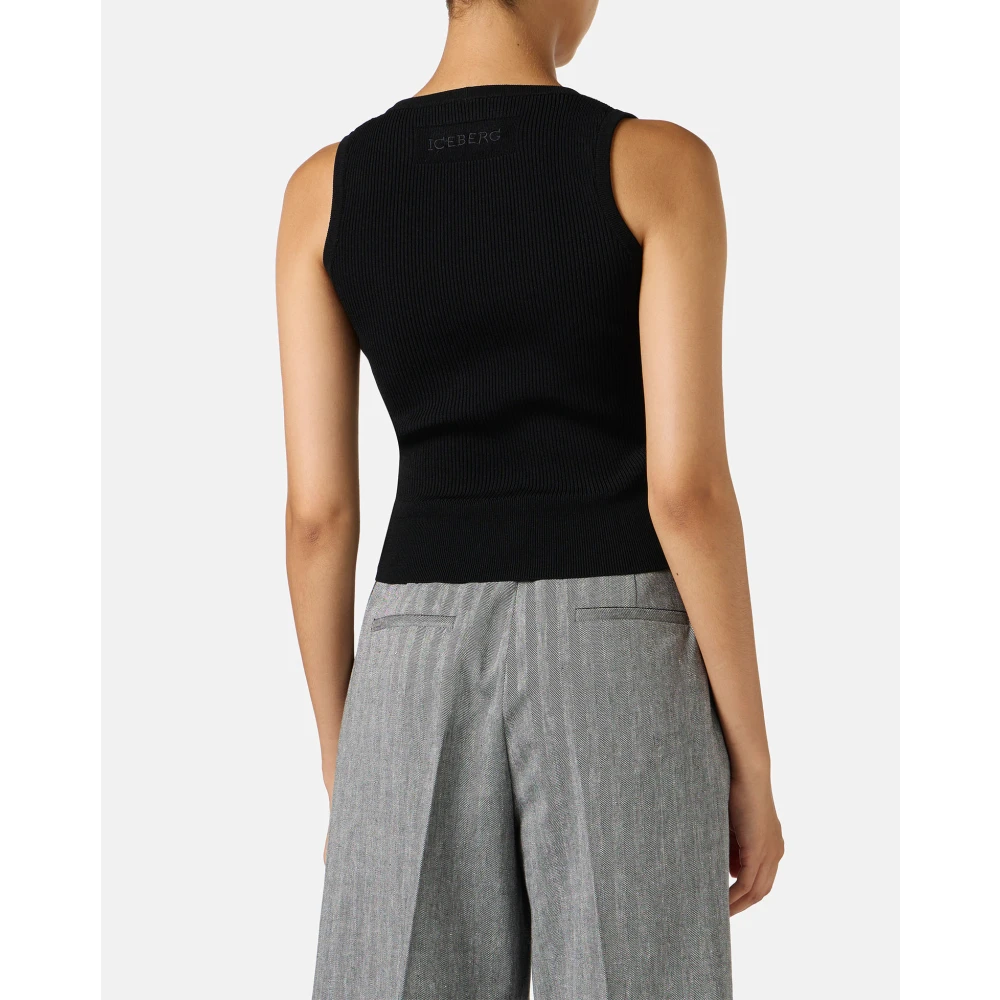 Iceberg Kleine zwarte geribbelde hemdje Black Dames