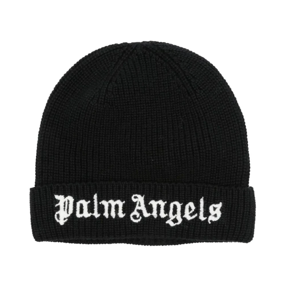 Palm Angels Unisex Black Knit Beanie Hat