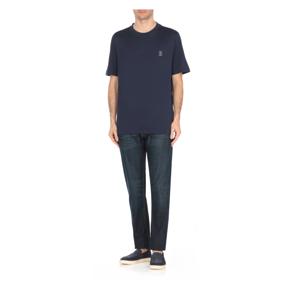 BRUNELLO CUCINELLI Blauw Katoen Crew Neck T-shirt Blue Heren