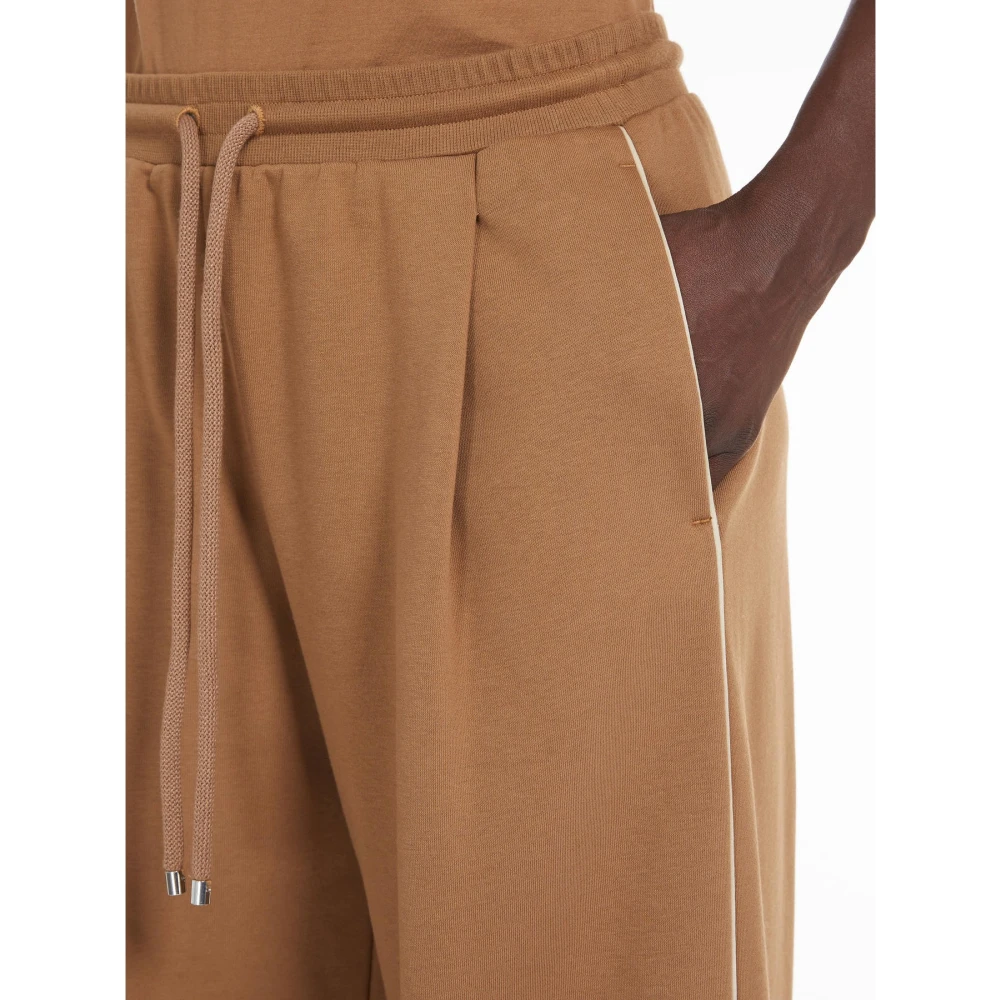 Max Mara Katoenen sweatpants met elastische tailleband Brown Dames