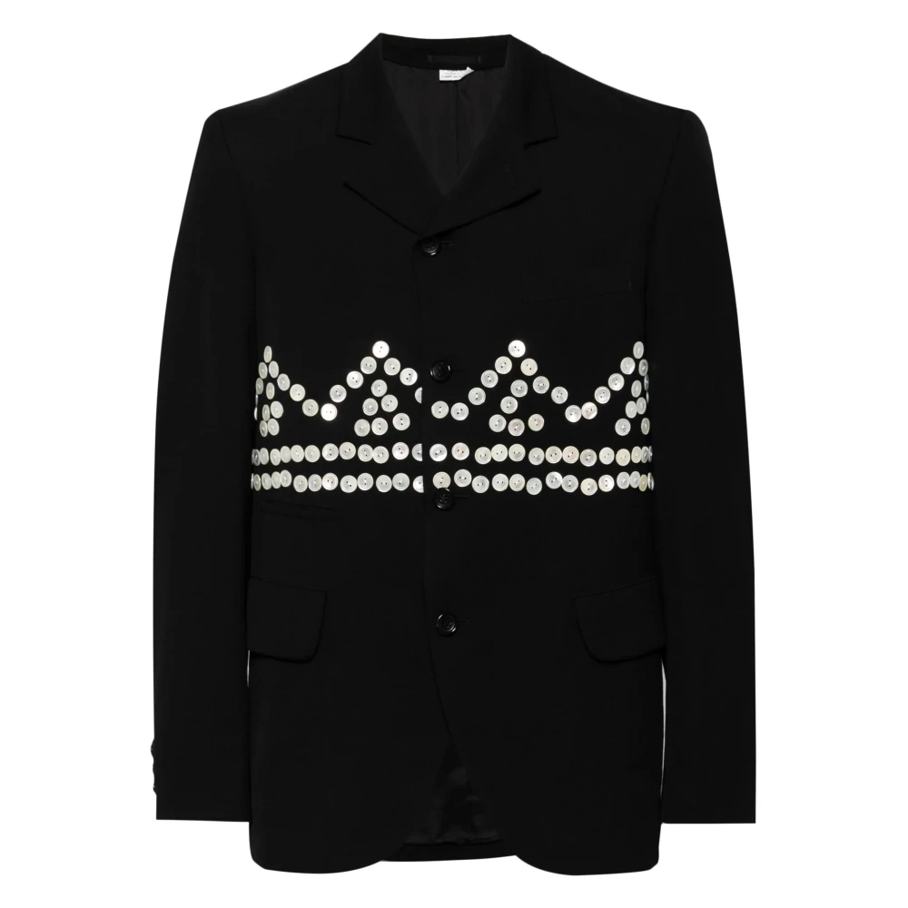 Comme des Garçons Svart Ull Knäppt Blazer Black, Herr