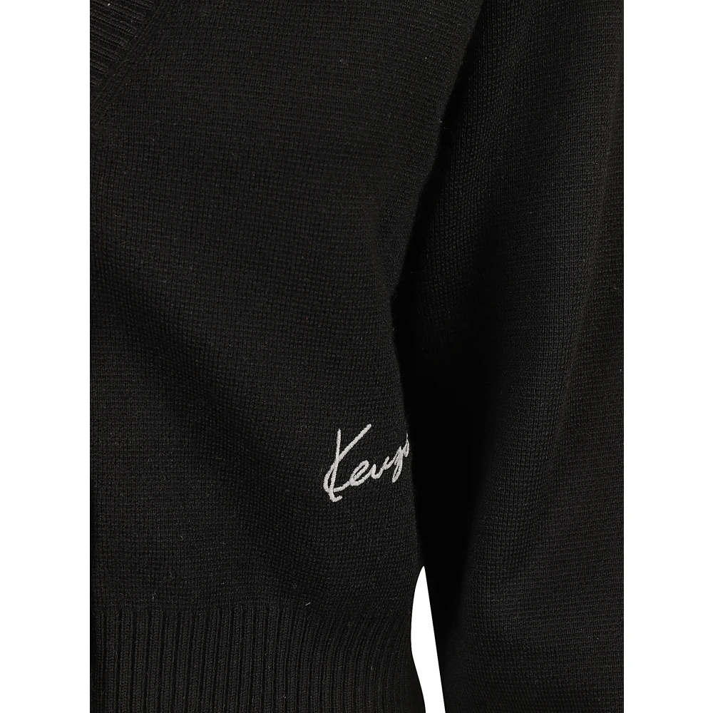 Kenzo Zwarte Marguerite Placed Cardigan Sweater Black Dames