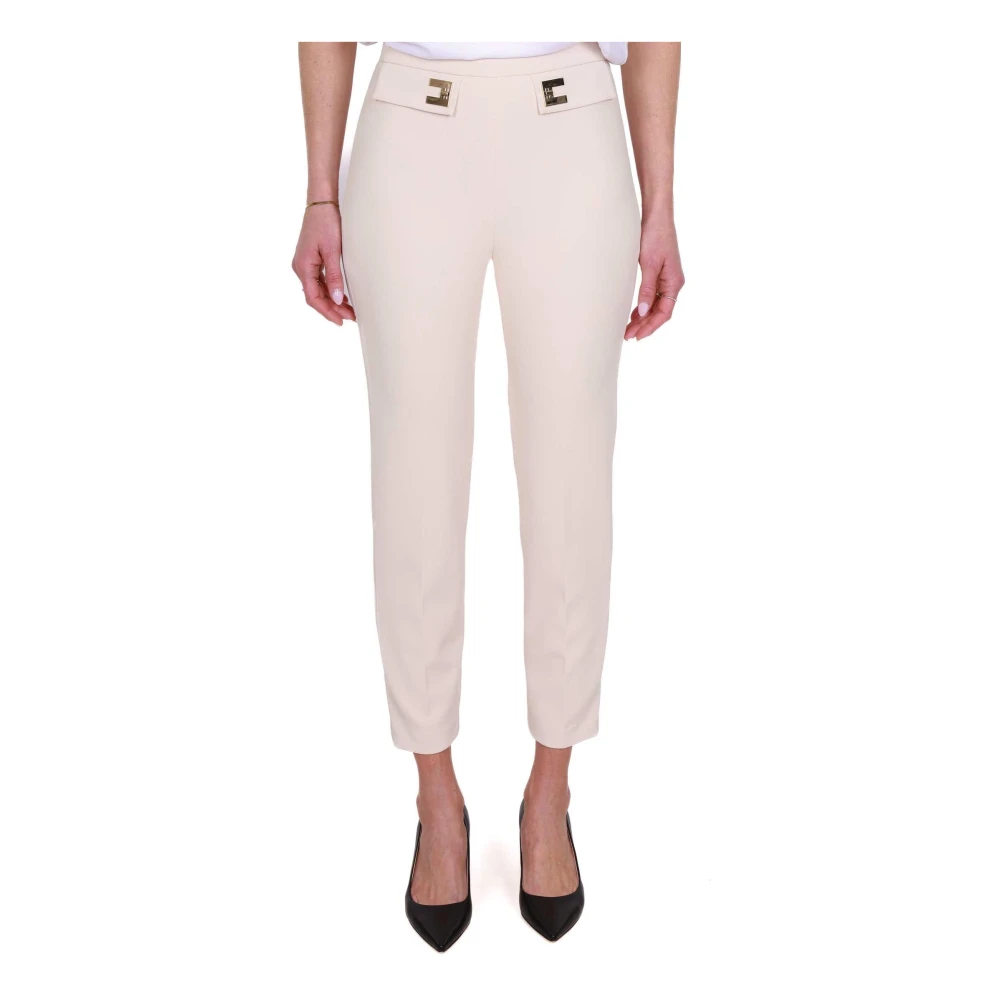 Elisabetta Franchi Elegante Crepe Boter Broek Beige Dames