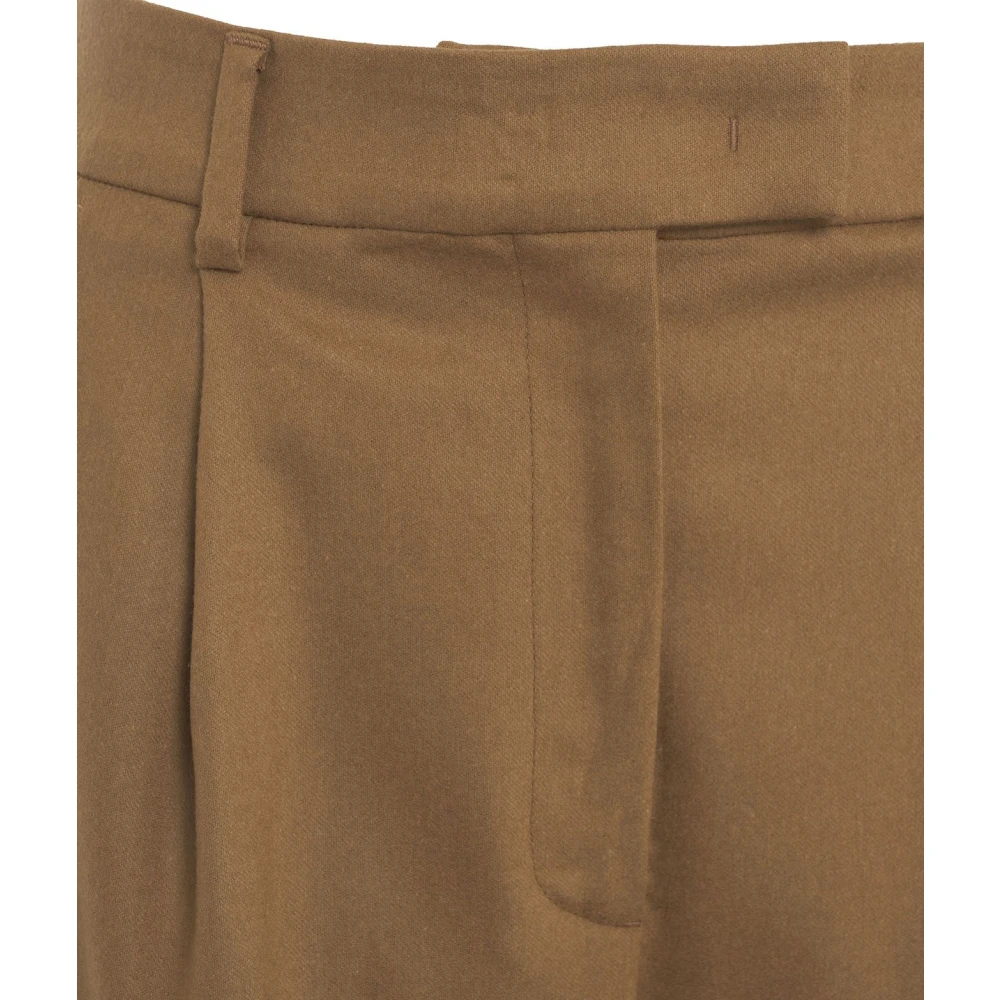 Pt01 Luxe Bruine Geplooide Broek Aw24 Brown Dames