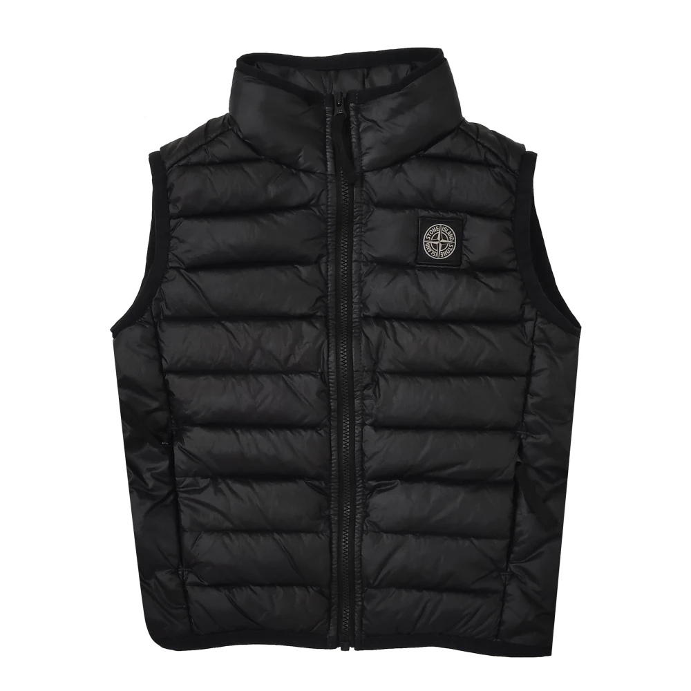 Stone Island Black Waistcoats, Male, 6 Y, Sleeveless Down Gilet