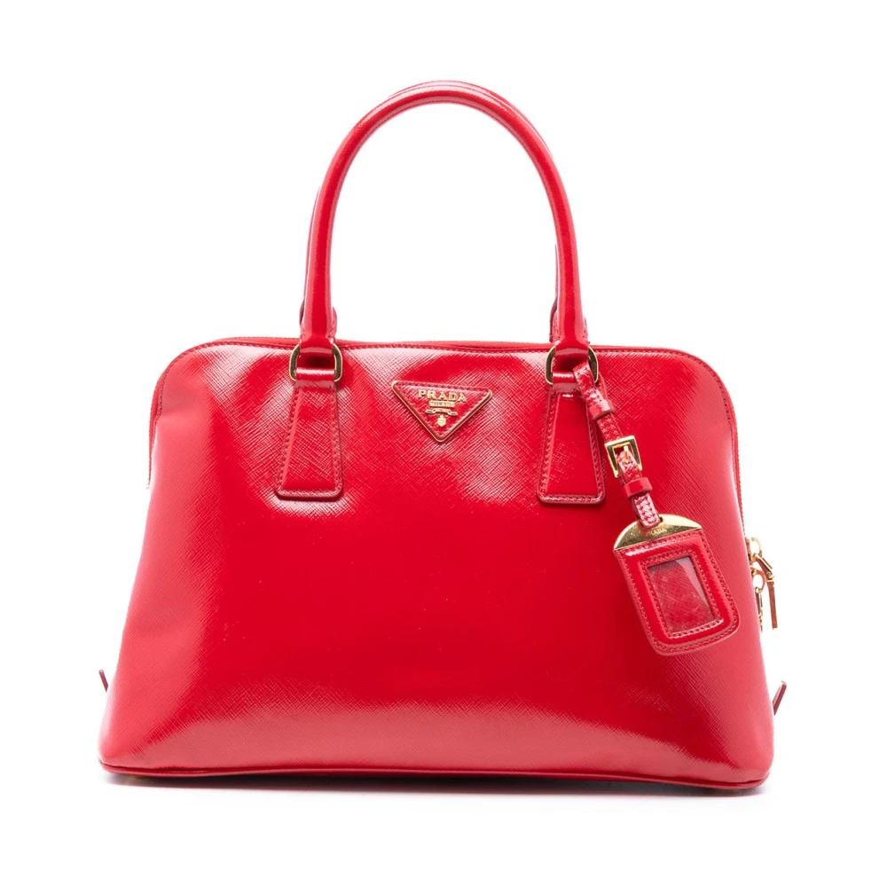 Prada Vintage Women's Red Pre-Owned Structu Leather Satchel
