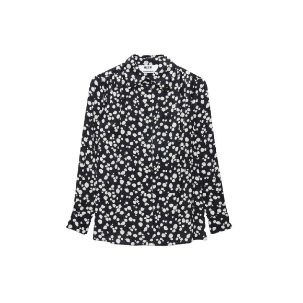 Msgm Satijnen overhemd met polkadotprint Black Dames