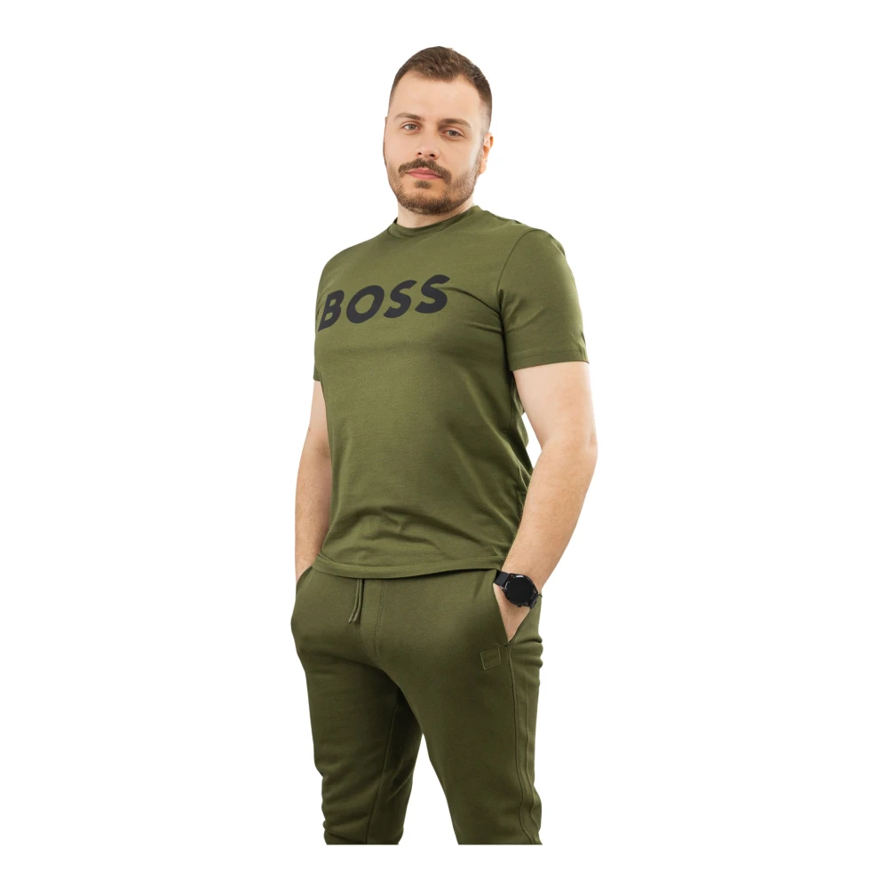 Hugo Boss Heren T-shirt Groen Katoen Ronde Hals Green Heren