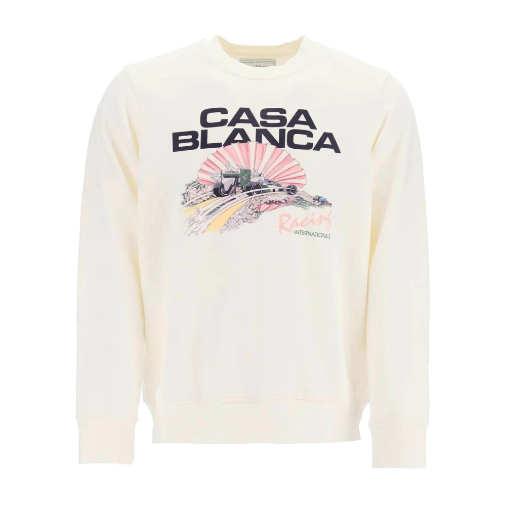 Casablanca Logo Katoenen Sweatshirt voor modebewuste vrouwen White Heren