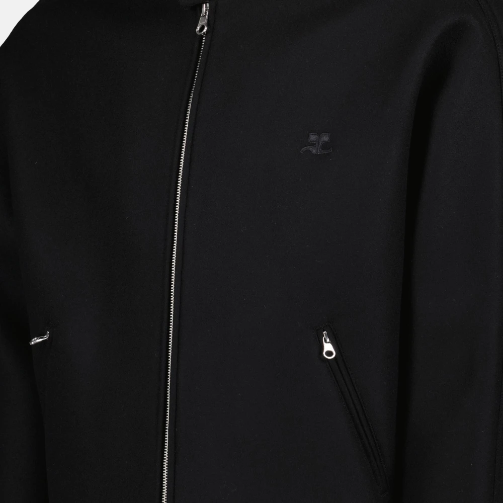 Courrèges Wollen Bomberjack Unisex Zwart Black Unisex