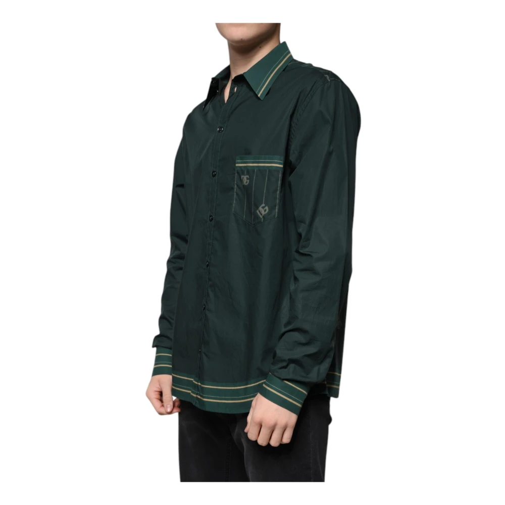 Dolce & Gabbana Groen Logo Print Casual Shirt Green Heren