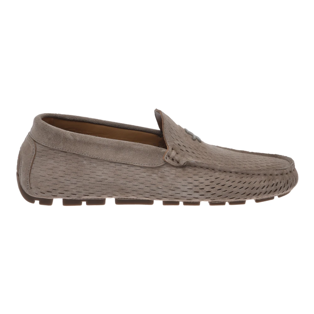 Baldinini Mannelijk Beige Schoenen Heren, 43 Eu, Leer, Geperforeerde Suede Mocassin