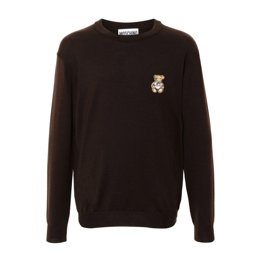 Moschino Bruine Gebreide Trui met Teddybeer Motief Brown Heren