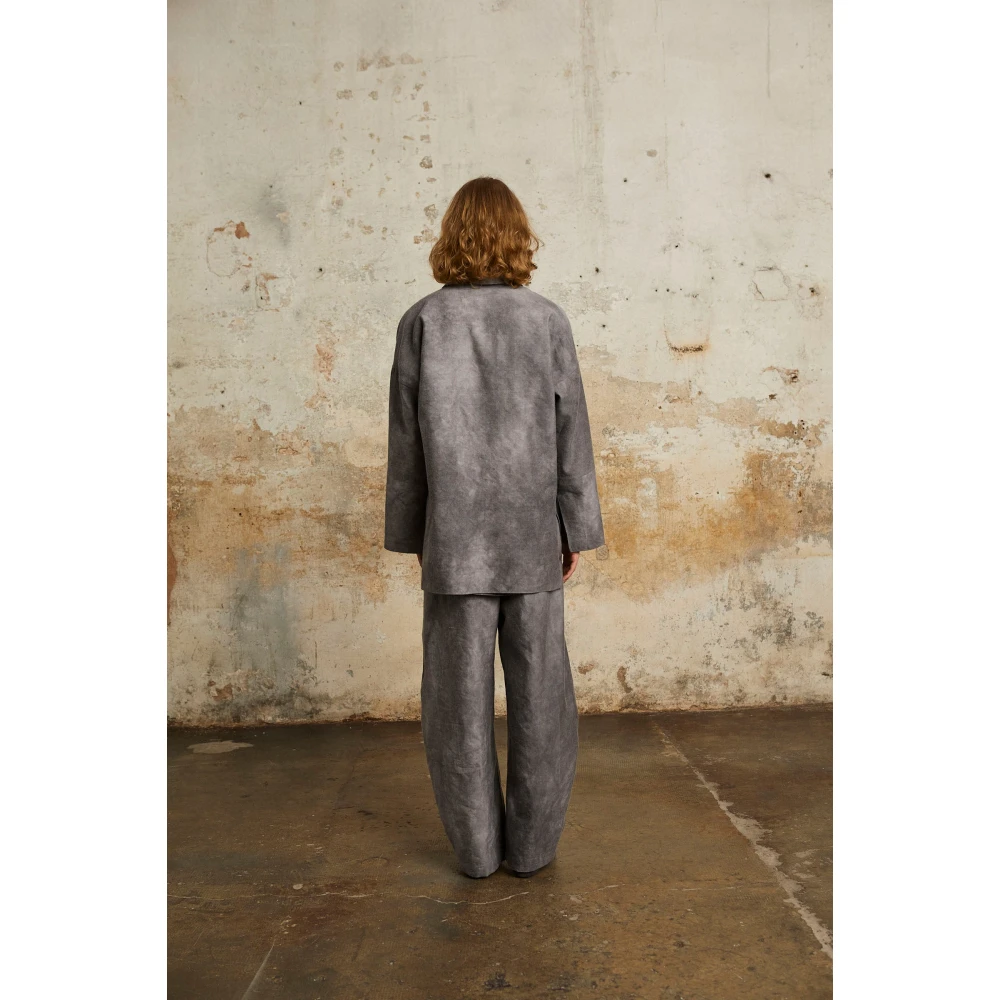 Cortana Rocco overshirt in linnen en zuivere wol lila mêlee Gray Dames