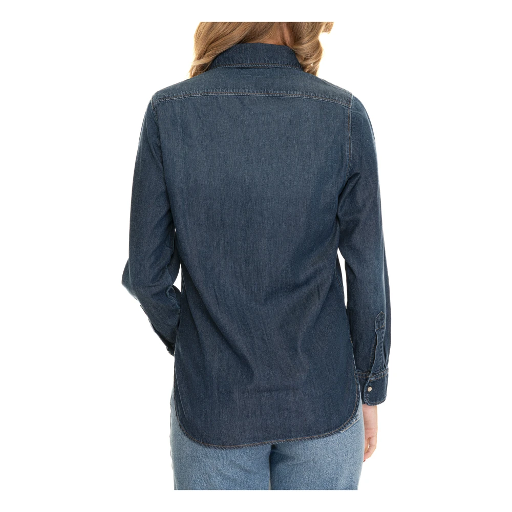 Liu Jo Denim Blouse met Popper Knoopsluiting Blue Dames