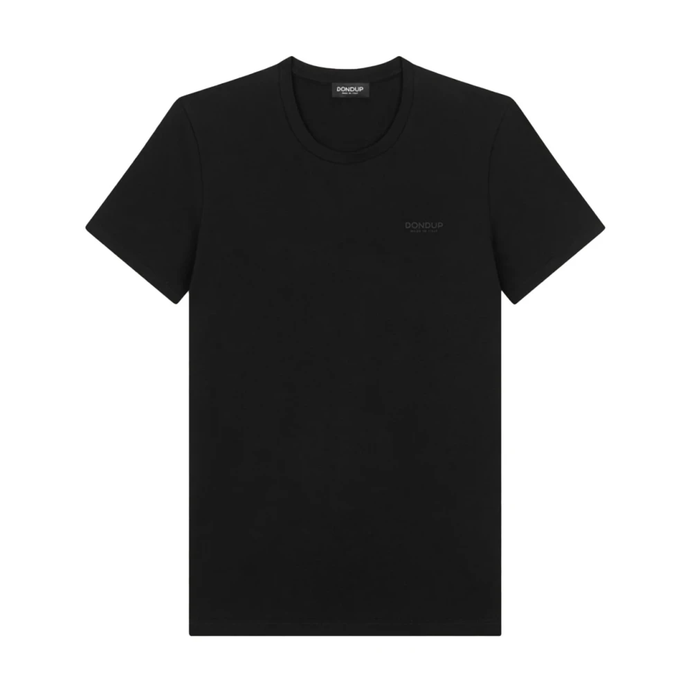 Dondup Uomo Nero - T-Shirt Girocollo Con Logo Ricamato - Tops - M