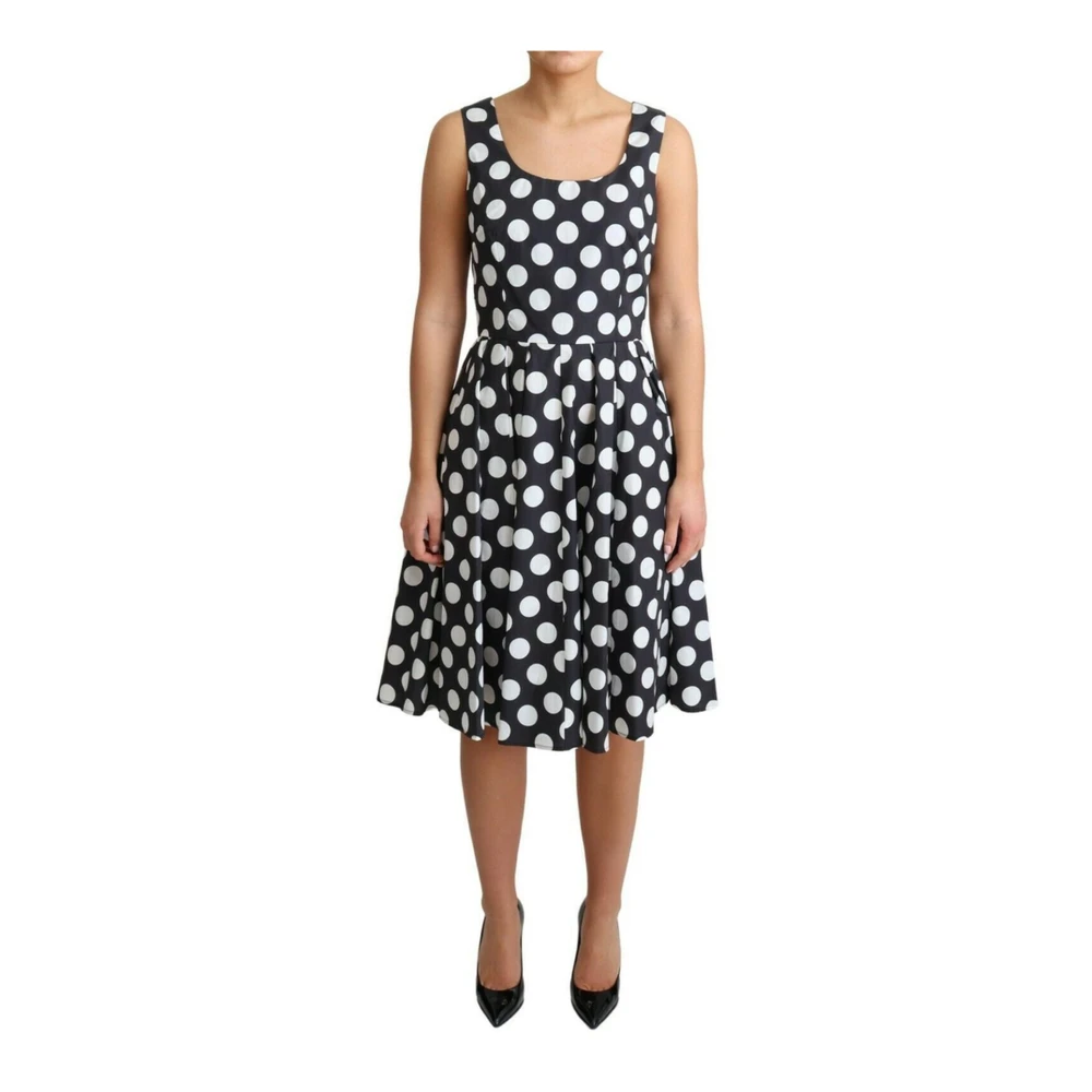 Dolce & Gabbana Women's Blue Polka Dot A-Line Midi Dress