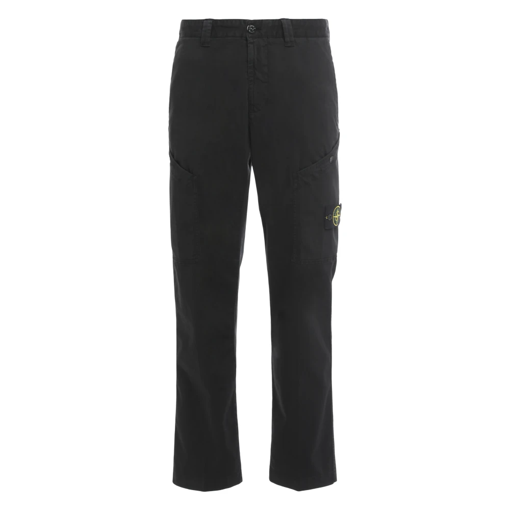 Stone Island Black Straight Trousers, Male, W34, Regular-Fit Cargo Trousers