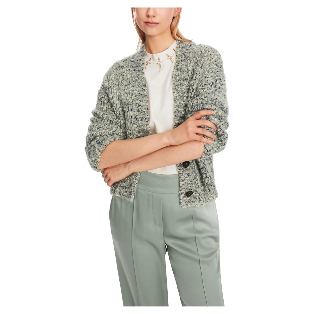 Marc Cain Oversized Cardigan met Lurex Details Gray Dames