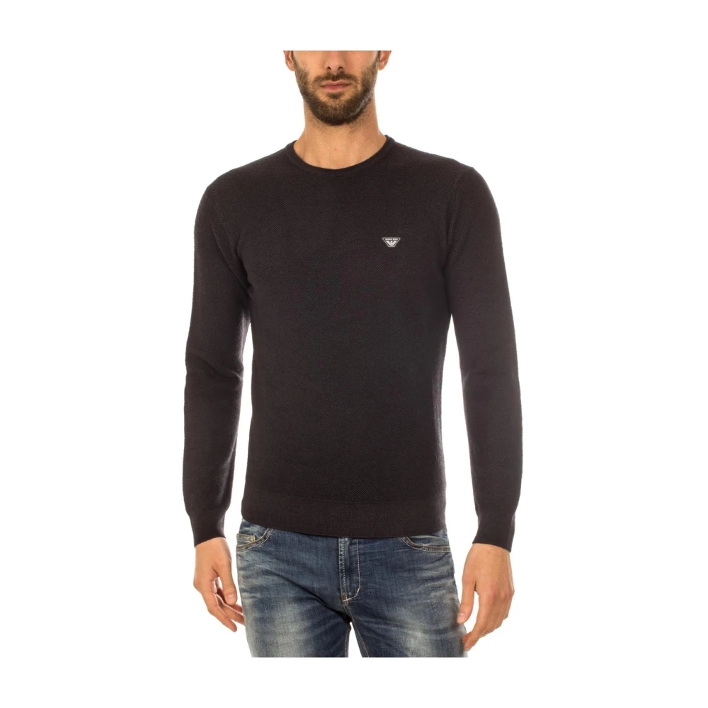 Armani Jeans Men's Black Round-Neck Knitwear, Xl, Cozy Knit Jumper