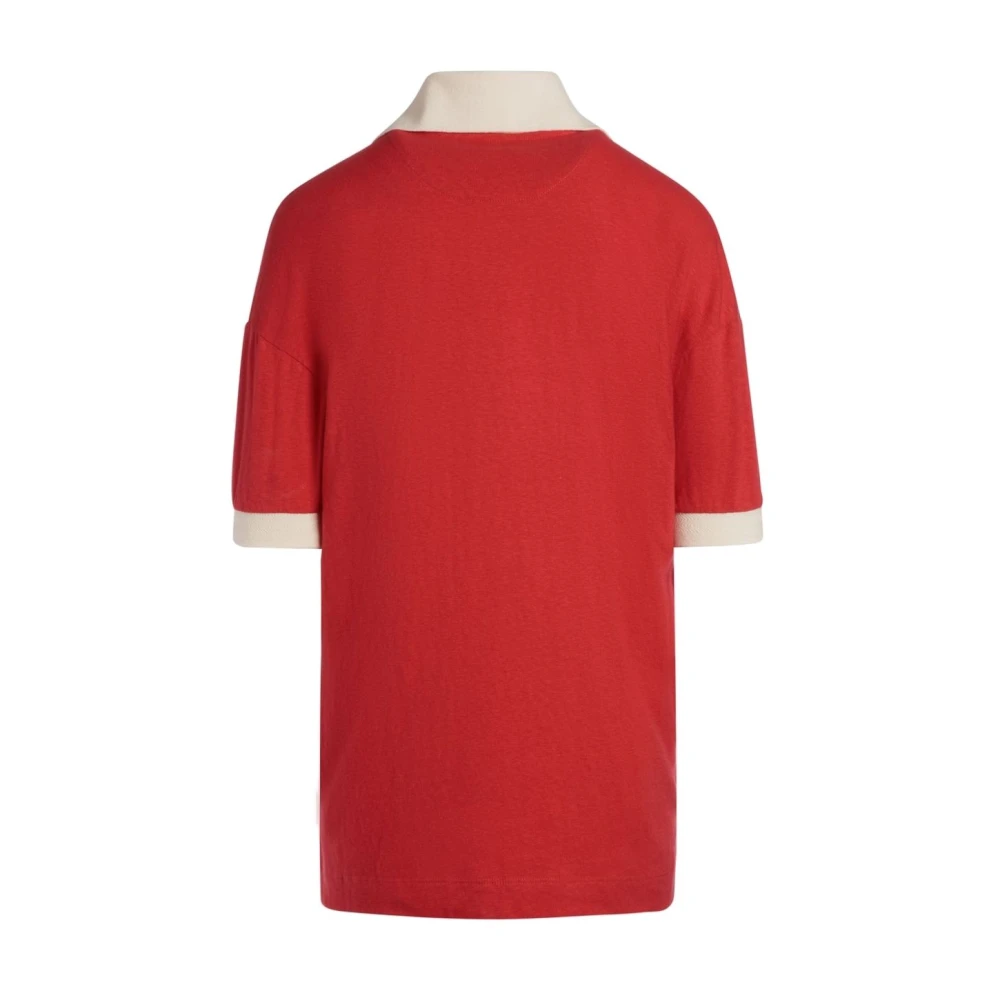 Bally Rode Polo Shirt met Knoopsluiting Red Dames