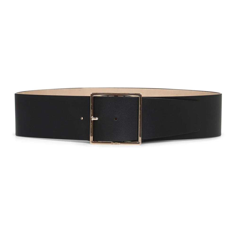 Max Mara Women's Black Belts, M, Wide Leather Belt