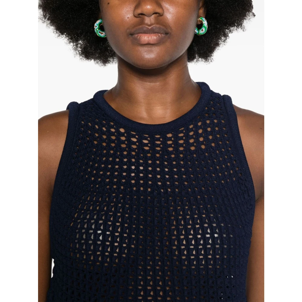 Alaïa Blauwe Gebreide Mini Jurk Blue Dames