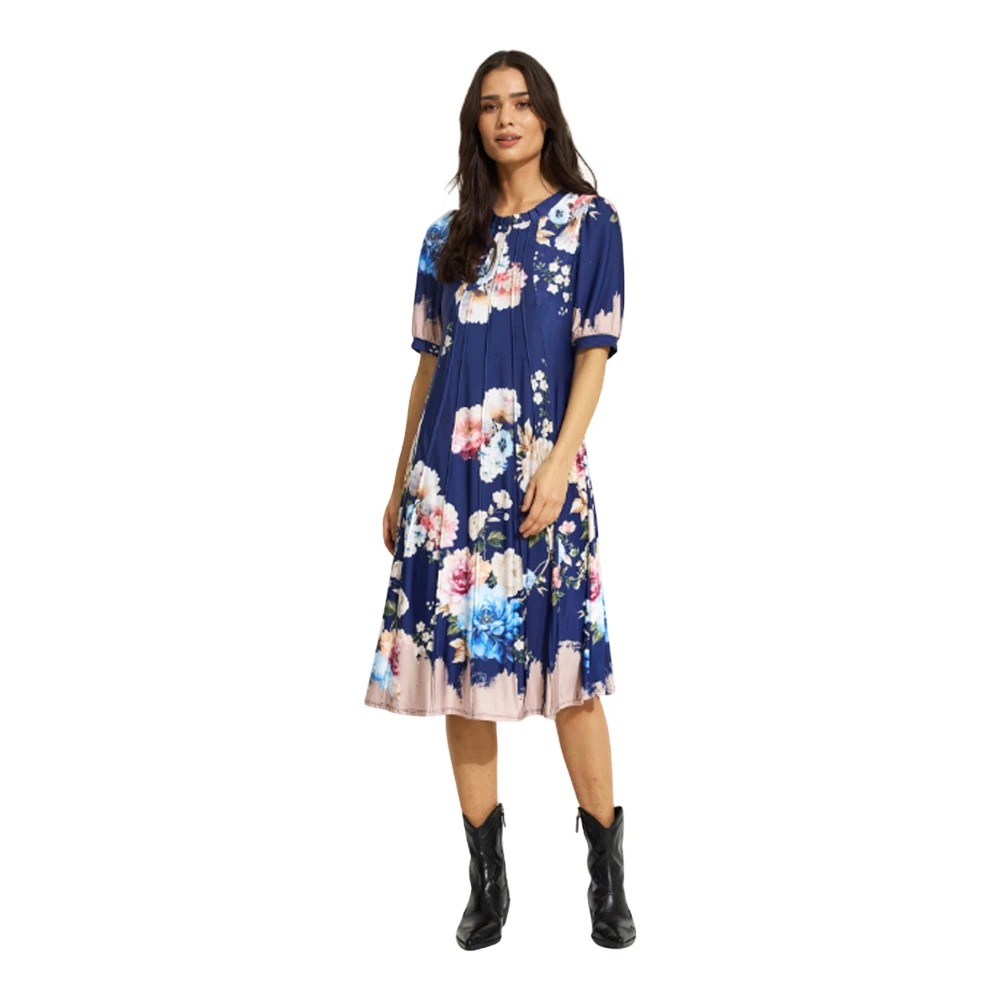IN Front Luzia Jurk Donkerblauw Multicolor Dames