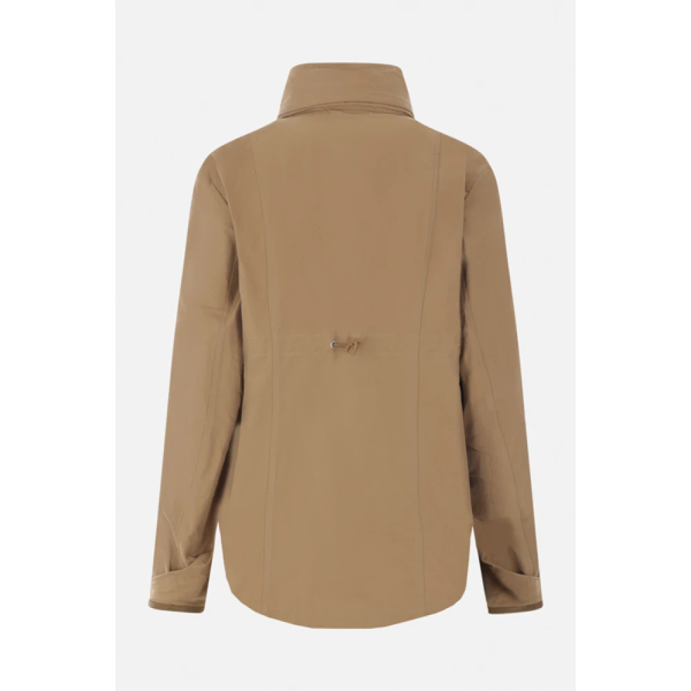 Moncler Beige Katoenen Jas met Logopatch Beige Dames
