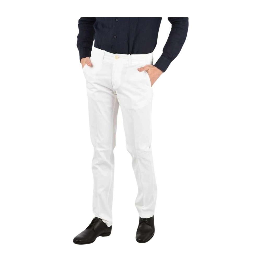 Corneliani Witte Katoenen Slim Fit Chino Broek White Heren