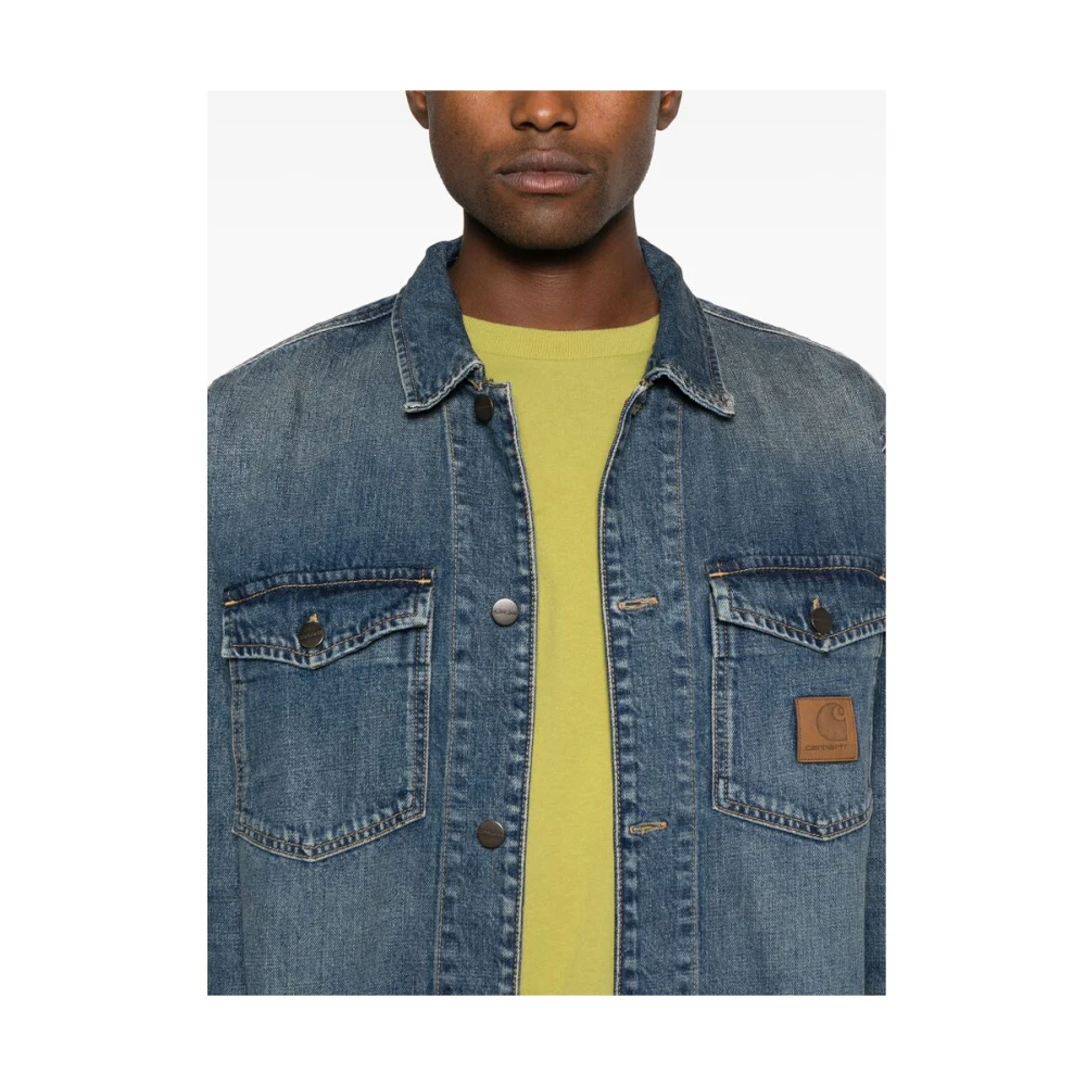 Carhartt WIP Blauwe Button-Up Shirt met Borstzakken Blue Heren