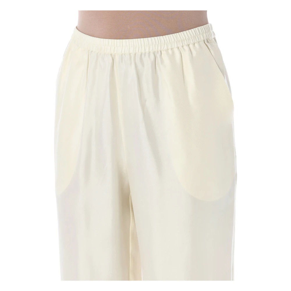 Loulou Studio Zijden Wijde Broek Soft Vanilla Beige Dames