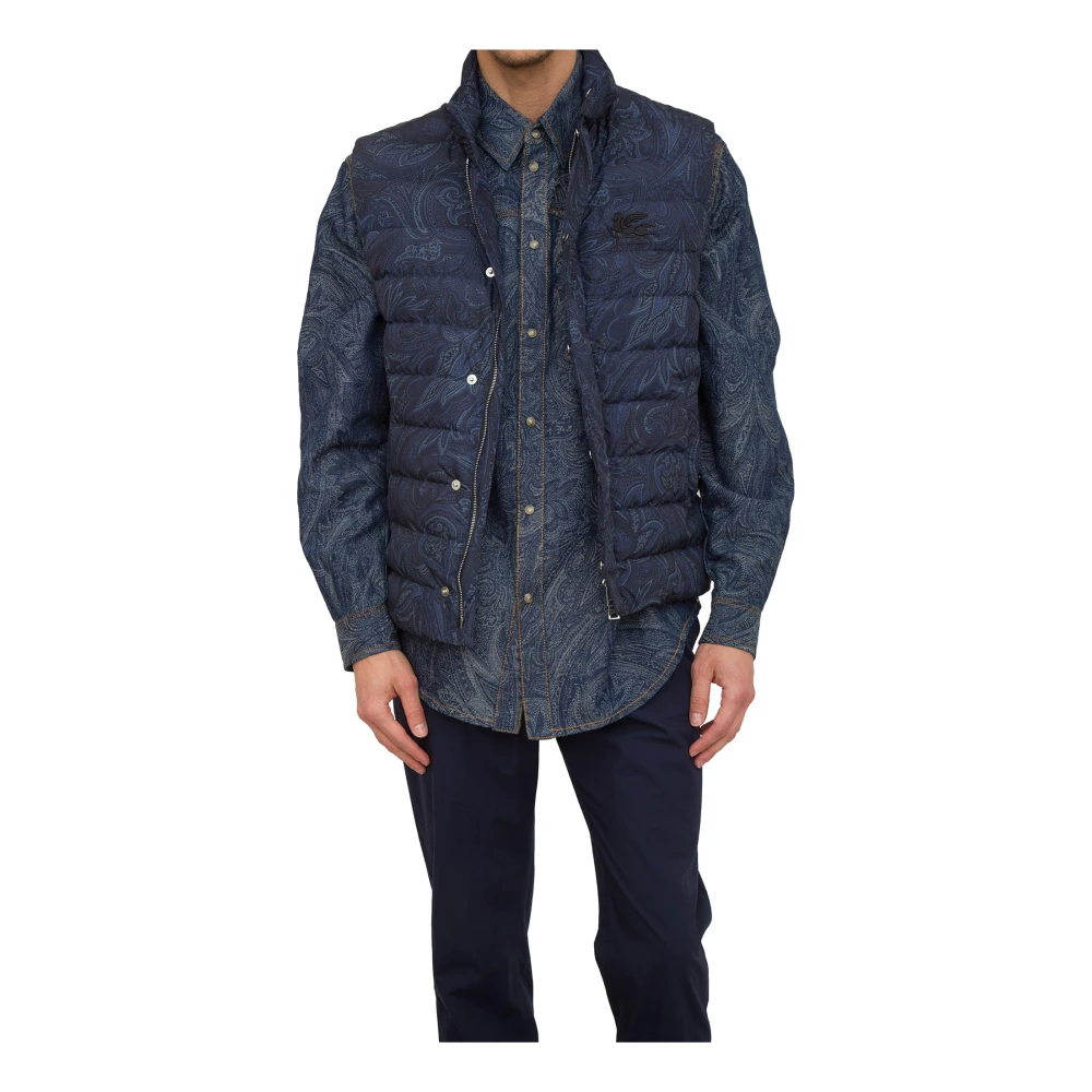 ETRO Blauwe Donsjas Vest Blue Heren