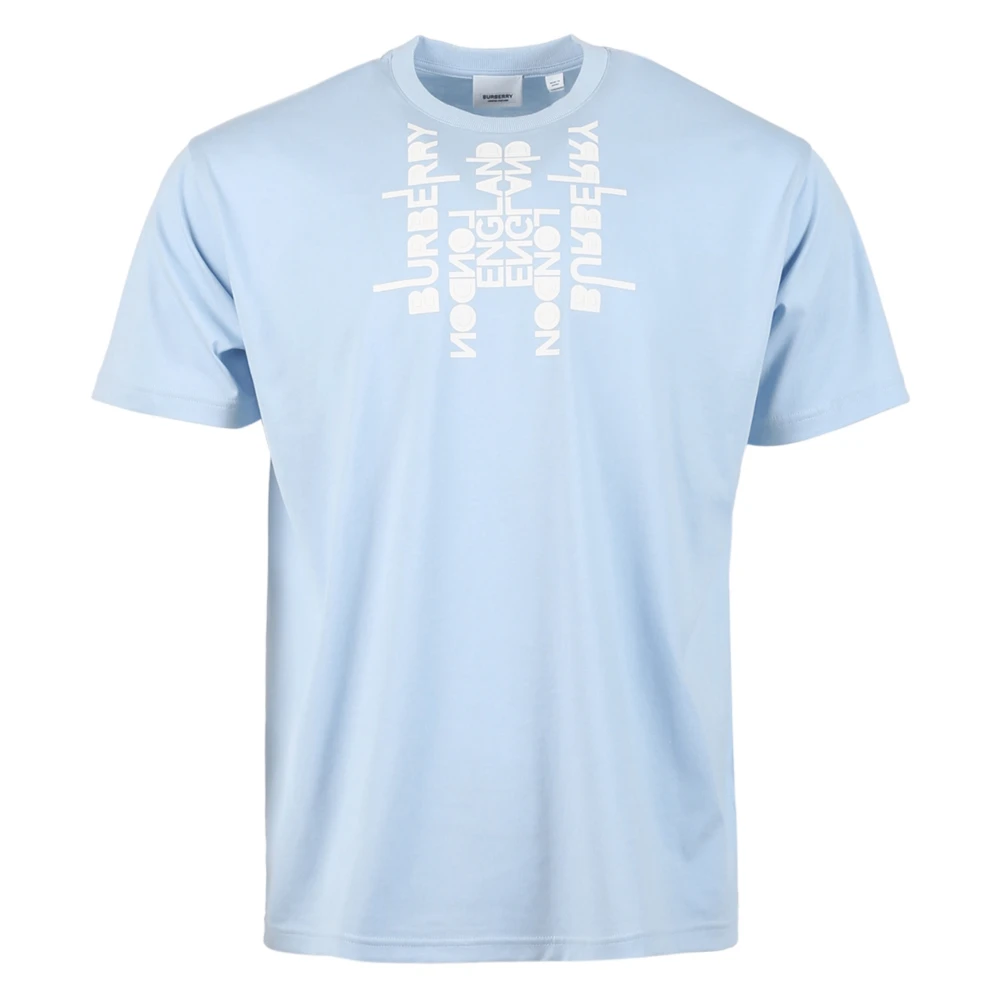 Burberry Gedrukt Logo Blauw Katoenen T-shirt Blue Heren