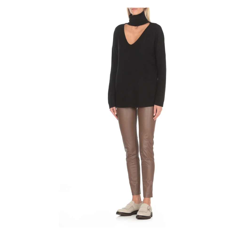 D.Exterior Zwarte Wol Hoge Hals Trui Black Dames