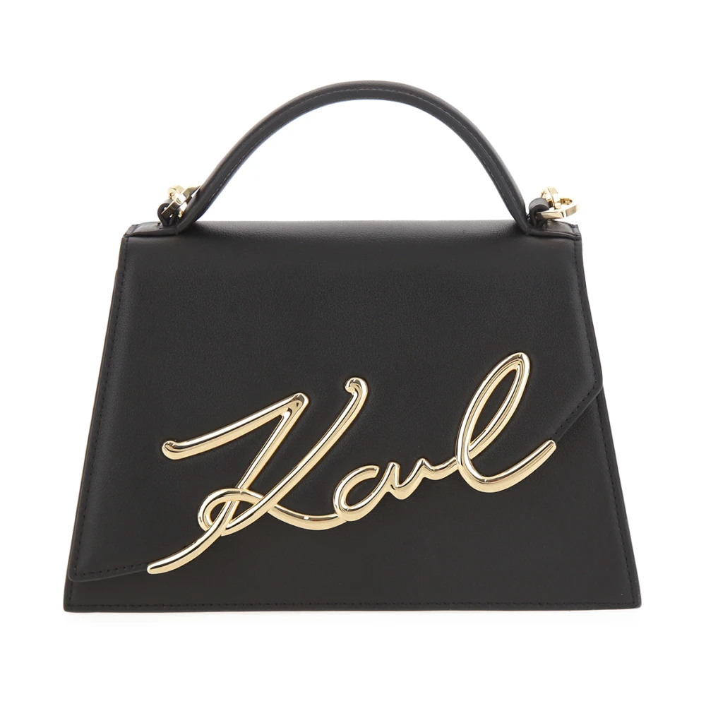 Karl Lagerfeld Signature 2.0 Crossbody Tas in Zwart Goud Black Dames