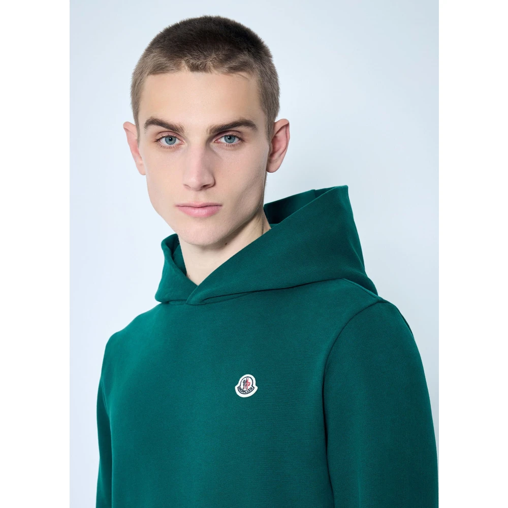 Moncler Katoenen Fleece Hoodie Green Heren