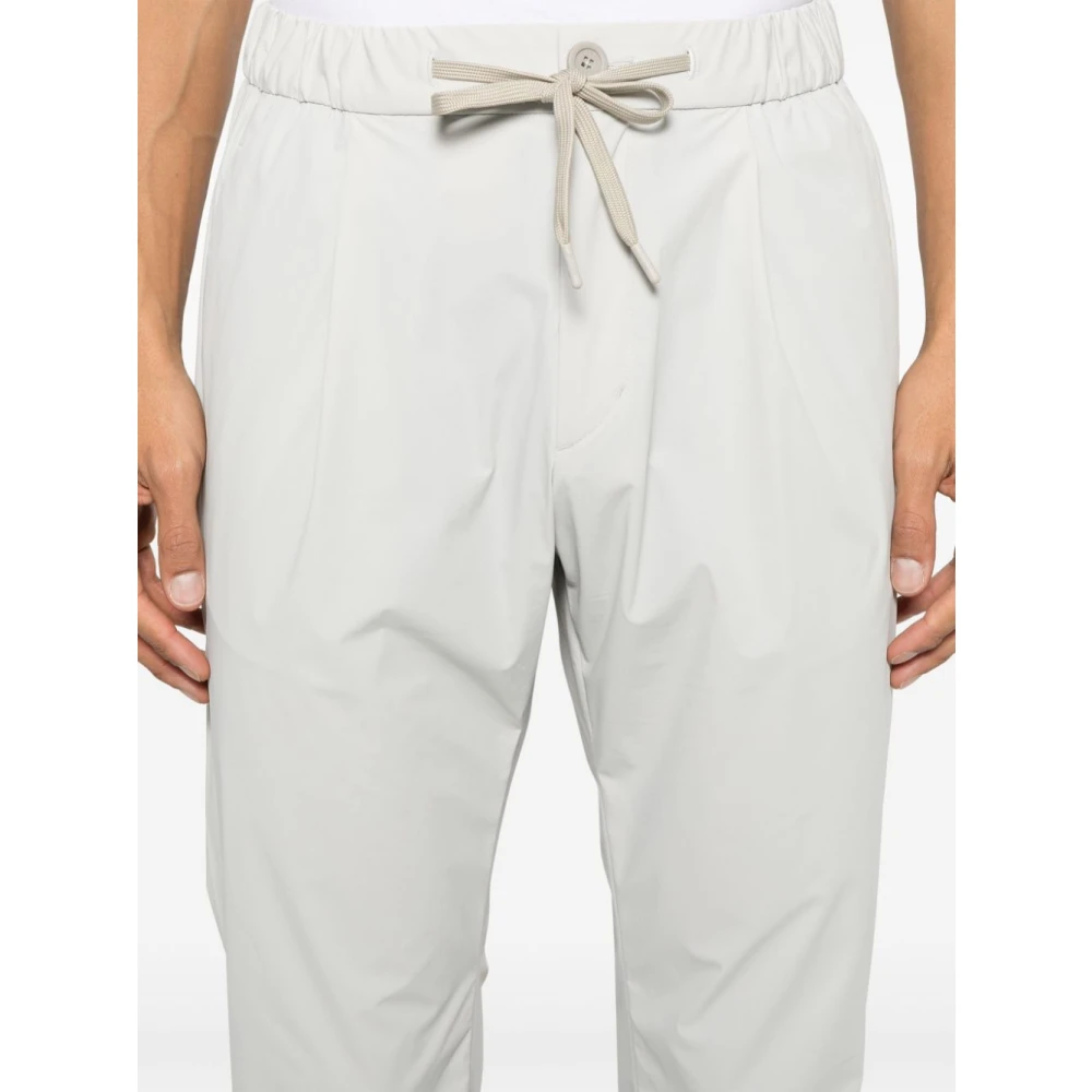 Herno Lichtgrijze Broek met Elastische Tailleband en Trekkoord White Heren