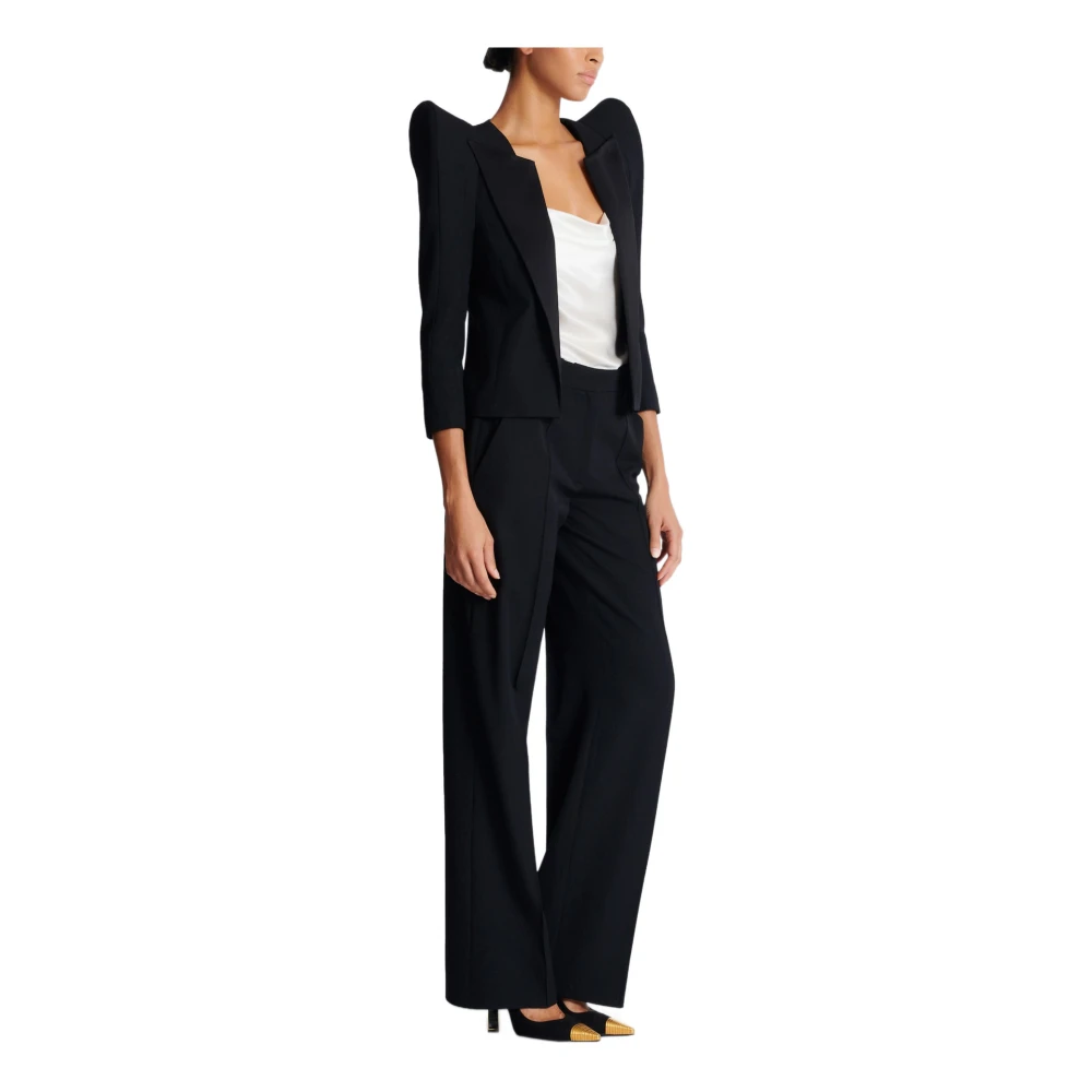 Balmain Geknipte grain de poudre jas met gestructureerde schouders Black Dames