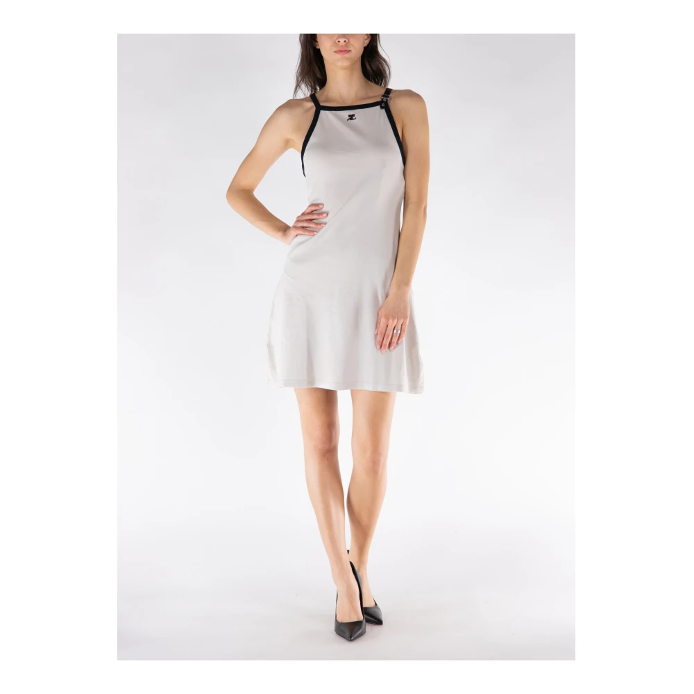 Courrèges Contrast Gesp Jurk White Dames