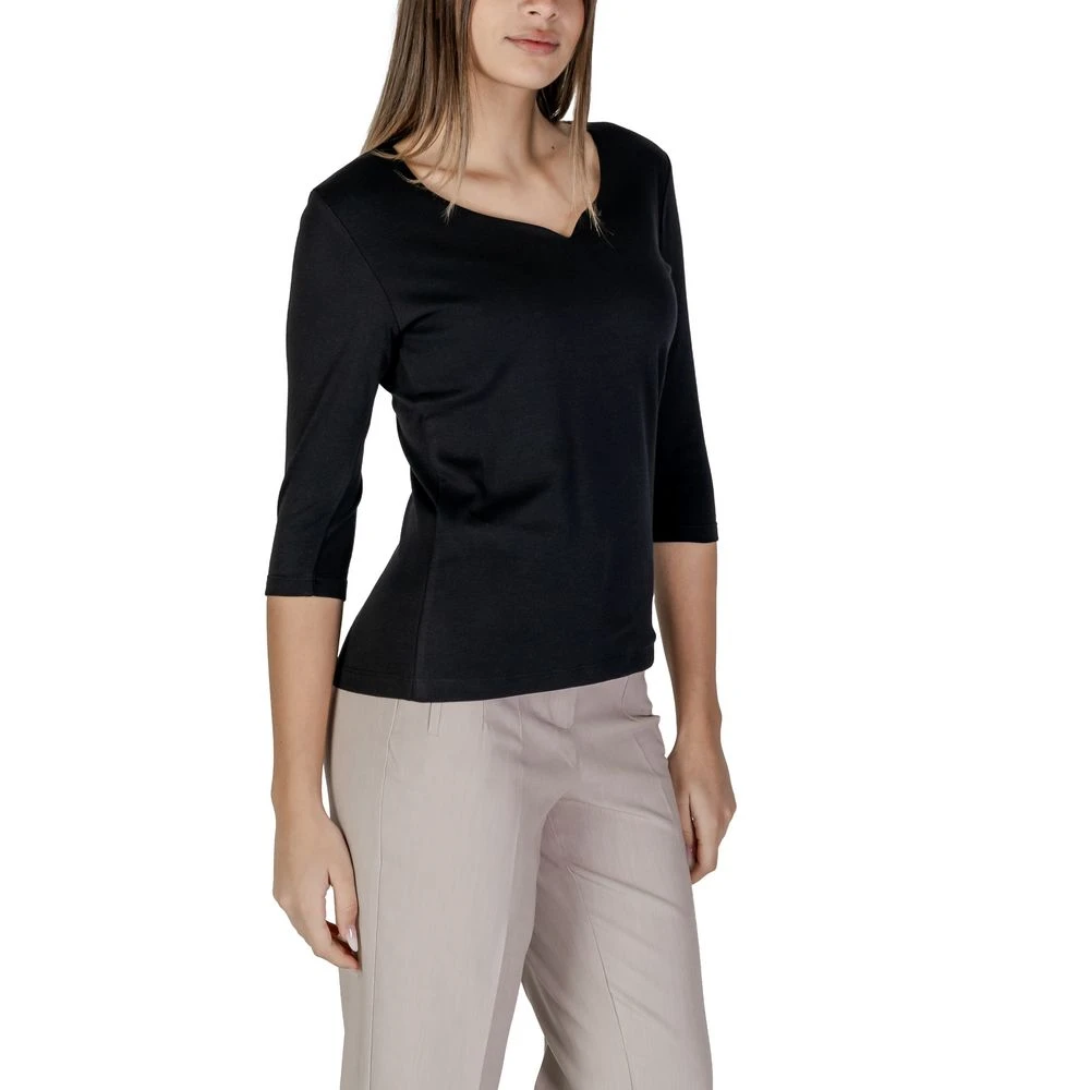 Street One Zwarte Katoenen Dames T-shirt Lente Zomer Black Dames