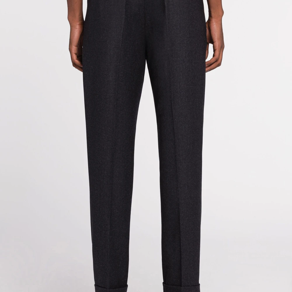 Roberto Cavalli Geplooide wollen broek met tijgertand Black Heren