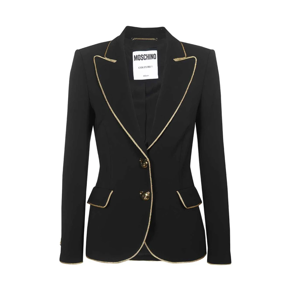 Moschino Blazer med dekorerade guldknappar Black, Dam