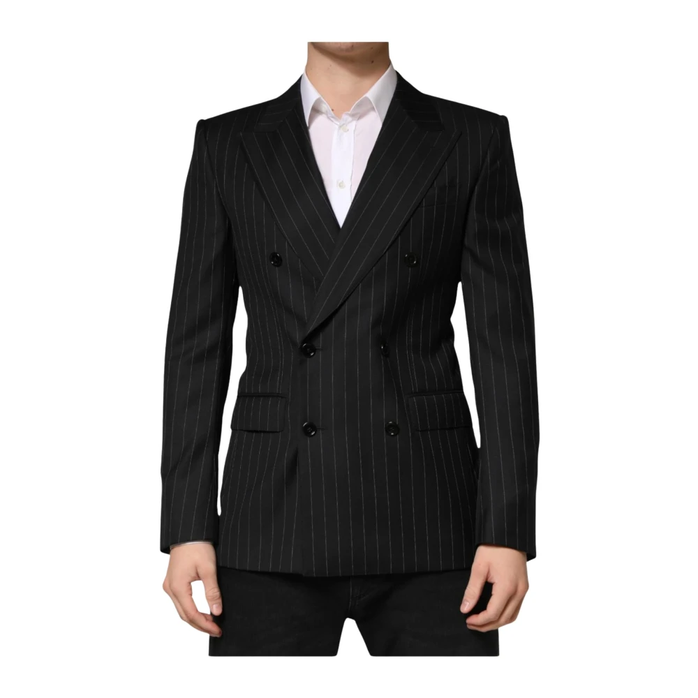 Dolce & Gabbana Dark Gray Stripes Double Breasted 2Button Blazer - IT48 | M - Image 2