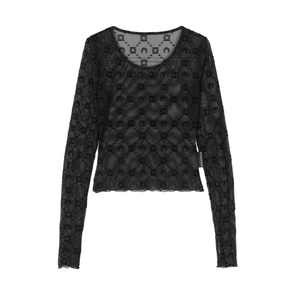 Marine Serre Zwarte Mesh Sheer Jacquard Sweater Black Dames